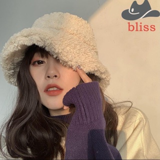 Bliss หมวกบักเก็ต ผ้าขนแกะ กันแดด ปรับได้ ให้ความอบอุ่น แฟชั่นฤดูใบไม้ร่วง และฤดูหนาว สําหรับผู้หญิง