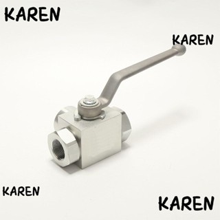 Karen บอลวาล์วไฮดรอลิค KHB3K 3 ทาง พอร์ต L 1/4 นิ้ว เหล็กคาร์บอน 7250 PSI