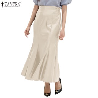 Zanzea กระโปรงหนัง Pu เอวสูง ทรงหางปลา แฟชั่นเกาหลี สําหรับผู้หญิง