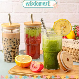 Wisdomest แก้วน้ํา พร้อมฝาปิด สําหรับใส่เครื่องดื่ม นม น้ําผลไม้