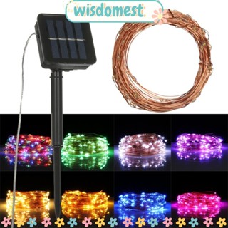 Wisdomest สายไฟหิ่งห้อย Led 100 ดวง 12 ม. ทองแดง 8 ฟังก์ชั่น กันน้ํา พลังงานแสงอาทิตย์ สําหรับตั้งแคมป์ กลางแจ้ง