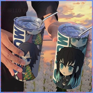 🥤Animation Peripheral Limited Water Cup🥤 Tomioka Tomioka Tomito Muichiro กระติกน้ําร้อนสเตนเลส พร้อมหลอดดูด แบบพกพา คุณภาพสูง สําหรับผู้หญิง