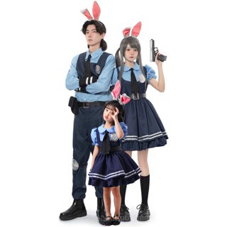 [0709]SZMRP- Family Parent-Child Costume Stage Anime Bunny Suit Judy Hopps Sheriff Uniform Drama  Stage play  Fancy dress  Costumes  Halloween Costume  Role-playing   6BD3