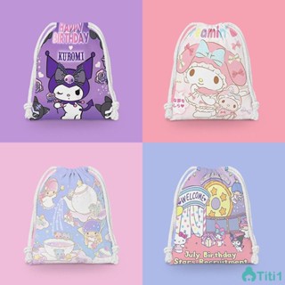 Kuromi Beam Pocket Drawstring กระเป๋าผ้าขนาดเล็ก กระเป๋าเก็บของนักเรียน กระเป๋าแต่งหน้าแบบพกพา เหมาะสำหรับครอบครัว การจัดเก็บชิ้นส่วนขนาดเล็ก TH1