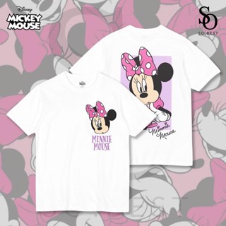 SO.BEST เสื้อยืดดิสนีย์ Minnie Mouse สกรีนหน้า - หลัง  ผ้าขาว ลิขสิทธิ์แท้ Disney