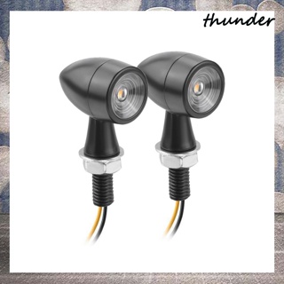 Thunder หลอดไฟเลี้ยว Led อลูมิเนียม ป้องกันรอยขีดข่วน กันน้ํา สไตล์เรโทร สําหรับรถจักรยานยนต์ 1 คู่