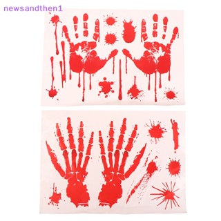 Newsandthen1 สติกเกอร์ ลายรอยเท้าเลือด ฮาโลวีน สําหรับติดผนัง หน้าต่าง พื้น ในร่ม กลางแจ้ง