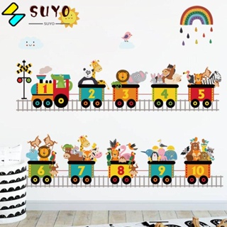 Suyo สติกเกอร์ไวนิล ตัวเลขรถไฟ DIY สําหรับติดตกแต่งผนังบ้าน ห้องนั่งเล่น ห้องเด็กเล่น