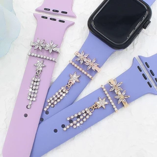 Suqi แหวนโลหะ ประดับเพชร เครื่องประดับ สําหรับสายนาฬิกาข้อมือ iwatch