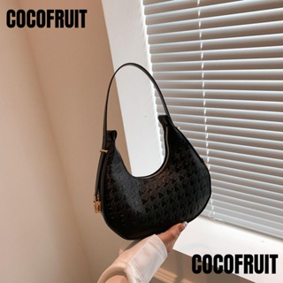 Cocofruit กระเป๋าสะพายไหล่ลําลอง หนัง PU ความจุขนาดใหญ่ สีพื้น แฟชั่นสําหรับสตรี