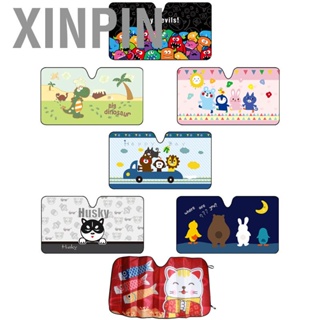 Xinpin Car Windshield Sun Shade Cartoon Cute Front Window Sunshades Heat Insulation Visor Cover Small Size