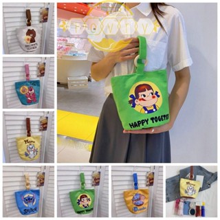 Ivory กระเป๋าถือ กระเป๋าช้อปปิ้ง ผ้าแคนวาส ทรงโท้ท ขนาดใหญ่ จุของได้เยอะ พิมพ์ลายการ์ตูนช้าง หมีสตรอเบอร์รี่ สไตล์เกาหลี