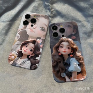 เคสโทรศัพท์มือถือ ฟิล์มป้องกัน ลายผู้หญิงผมหยิก สําหรับ iPhone 14plus 13promax 12 11 7 8xsxr