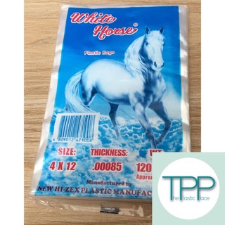 Plastic Bag Ice Bag White Horse Size 4x12 inches, Thickness .00085 | Approx 100pcs ThePlasticPlace