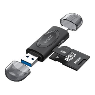 Cr302 ROBOT อะแดปเตอร์การ์ดรีดเดอร์ SD 2in1 USB3.0 เป็น Type-C OTG สีดํา