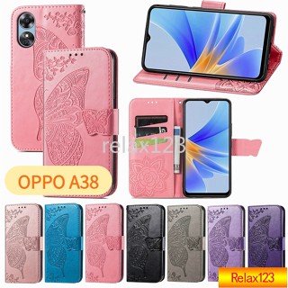 เคสโทรศัพท์หนัง ฝาพับ ลายผีเสื้อ พร้อมช่องใส่บัตร สําหรับ OPPO A38 2023