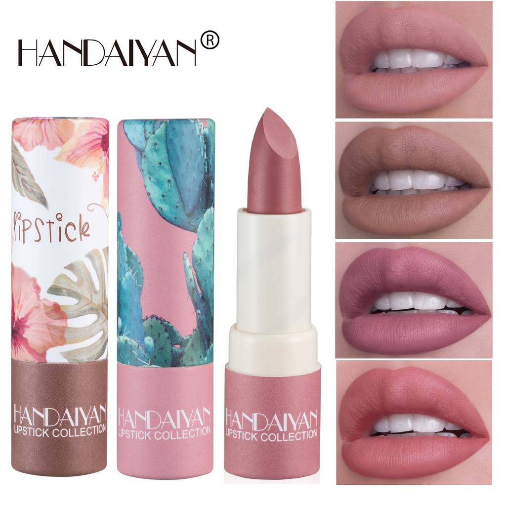 Handaiyan ลิปสติก เนื้อแมตต์ กํามะหยี่ สีชมพูนู้ด สีแดง สีน้ําตาล กันน้ํา ติดทนนาน