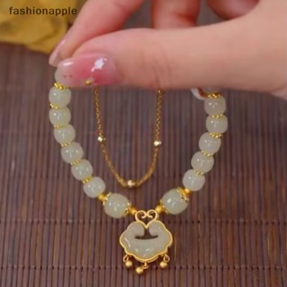 [fashionapple] สร้อยข้อมือ ประดับลูกปัดหยกนําโชค สไตล์จีนโบราณ เมฆมงคล สองชั้น เครื่องประดับแฟชั่น สําหรับผู้หญิง พร้อมส่ง