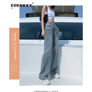 EOENKKY กางเกงขายาว กางเกงยีสน์ผู้หญิง ทรงหลวม ๆ ตรง Retro Hip Hop Pants 2023 NEW Style WNK2390T7U 37Z230912