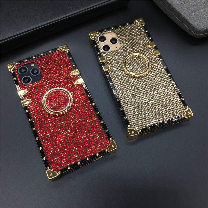 Square Bling Glitter Soft Casing สําหรับ VIVO Y100 V30 V29e V29 5G V27 V27e V25 V25e V23 V23e V21 V21e Y73 4G V20 Pro V20se Y18 Y03 Y28s + แหวน