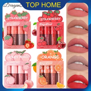 Velvet Matte Lip Glaze ชุด 4PCS FruitInspired กันน้ำลิปสติกชุดสำหรับริมฝีปากเนียนนุ่ม NonStick Cup Lip Gloss, Wow ~ ราคาต่ำสุด