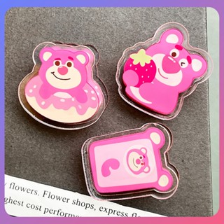 ☛Lotso Note Clip อะคริลิคสตรอเบอรี่หมี PP คลิปหมีสีชมพูคลิปสองด้านหมายเหตุทดสอบคลิปหนีบกระดาษแบบพกพา Pp คลิปนักเรียนเครื่องมือ srlive