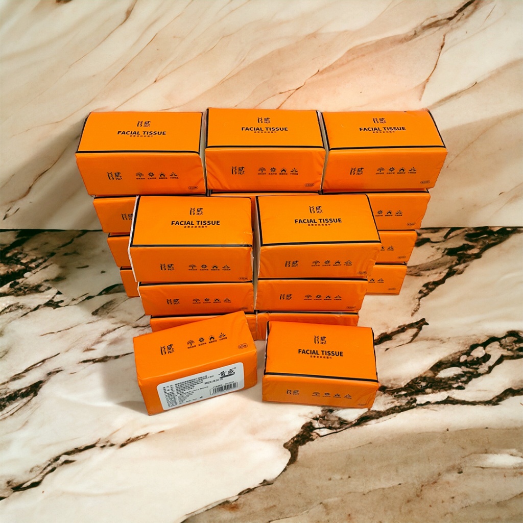 🌱 [ยกลัง(ส้มเล็ก)X20ห่อ] ทิชชู่ Facial / Flamingo กระดาษทิชชู่ 420แผ่น/ห่อ (สีส้ม) /1959 🌱 - รูปที่ 3