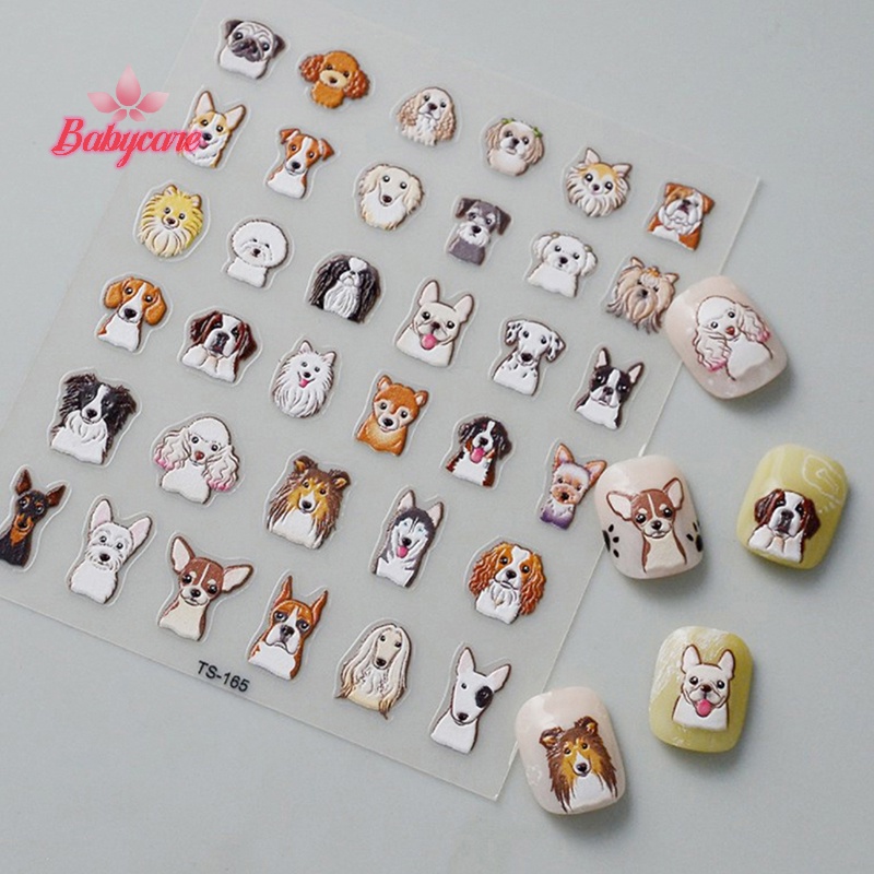 Byce> ใหม่ สติกเกอร์ ลายนูน รูปสุนัข แมว 5D สําหรับติดตกแต่งเล็บ