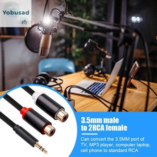 [Yobusad.th] อะแดปเตอร์สายเคเบิลเสียงสเตอริโอ AUX ตัวผู้ 3.5 มม. เป็นตัวเมีย 2RCA 0.3 เมตร