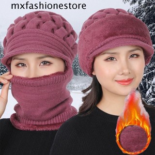 Mxfashione หมวกไหมพรม ผ้าขนแกะถัก แบบหนา รูปหัวกะโหลก สําหรับผู้หญิง