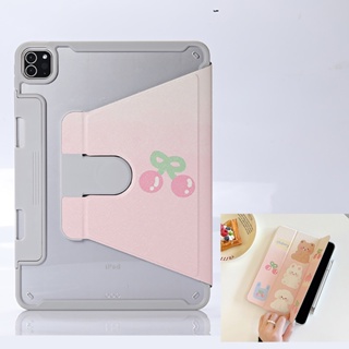 เคสอะคริลิคแข็ง ลายกระต่าย เชอร์รี่ พร้อมช่องใส่ดินสอ สําหรับ IPad 5 6 7 8 9 10 Air Air2 Air4 Air5 10.9 นิ้ว Pro11 Pro12.9 2018 2020 2021 2022