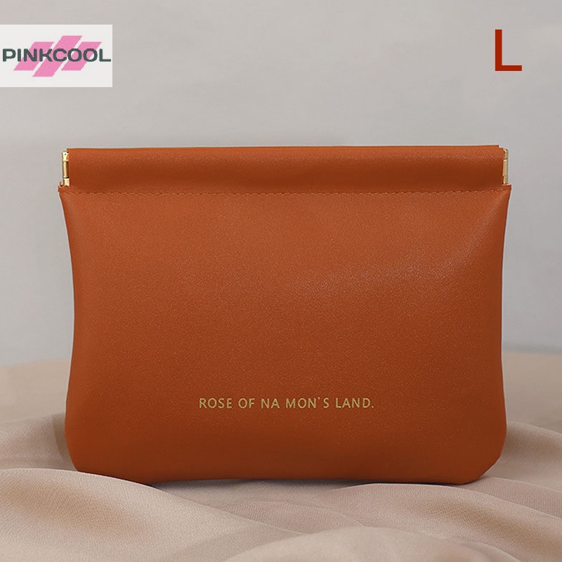 Pinkcool กระเป๋าใส่เหรียญ ผ้าอนามัย แบบพกพา ขนาดเล็ก ปิดเองได้ กระเป๋าเครื่องสําอาง มินิ มินิ มินิ มินิมอล ลิป กระเป๋า ขายดี