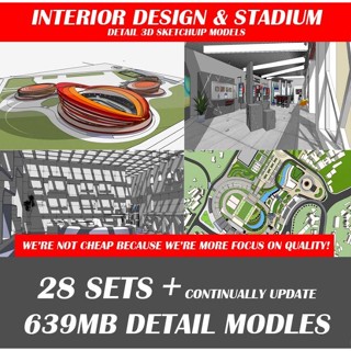 INTERIOR DESIGN &amp; STADIUM ARCHITECTURAL SKETCHUP 3D MODEL ARCHITECTURE ARCHITECT FULL VERSION HIGH QUALITY MODELS