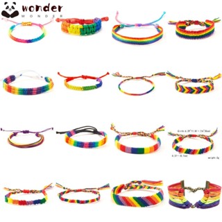 Wonder LGBT สร้อยข้อมือเชือก สีรุ้ง อินเทรนด์ สไตล์คู่รัก มิตรภาพ