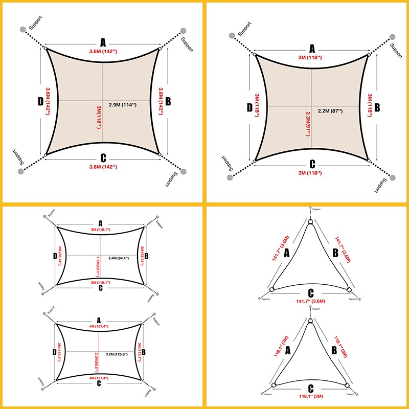 PG.ผ้าใบกันน้ำป้องกันยูวี90% เต็นท์ กรองแดด บังแดด ร่มสนาม Sun Shade Sail 420D ผ้า oxford กันสาดหน้าบ้าน - รูปที่ 7