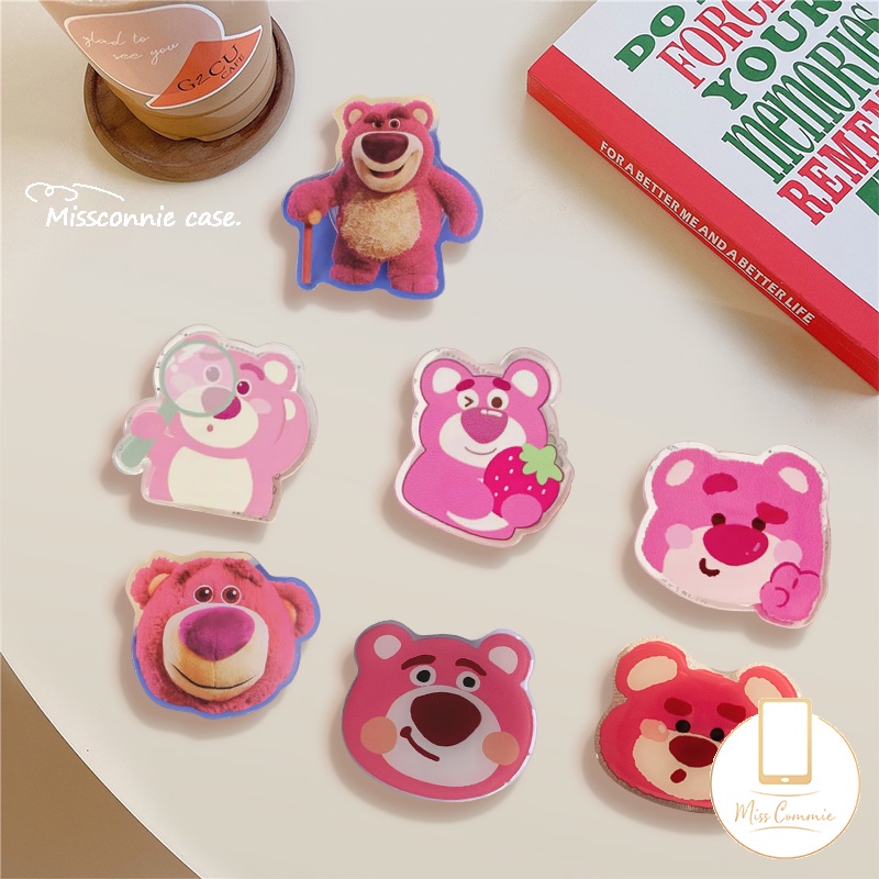 การ์ตูนเกาหลี น่ารัก หวาน สตรอเบอร์รี่ หมี Lotso ตัวยึดโทรศัพท์ ขาตั้ง สากล แฟชั่น คู่รัก กริป ที่ยึด แหวน พับได้ รองรับ