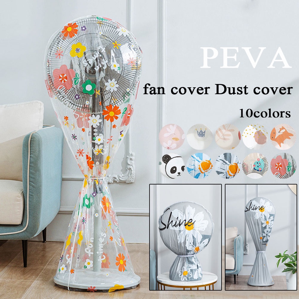 ปลอกคลุมพัดลมไฟฟ้า PEVA ทรงกลม ป้องกันฝุ่น พิมพ์ลาย สําหรับตั้งโต๊ะ