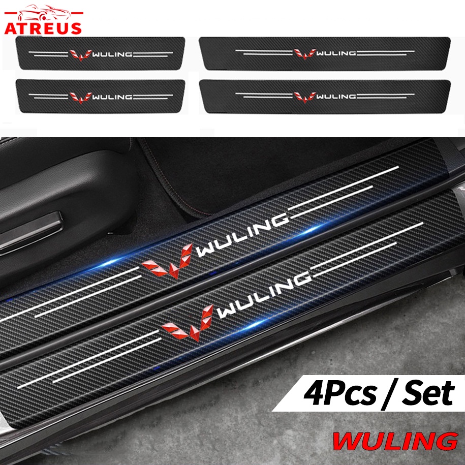 4 ชิ้น Wuling Mini Air EV สติกเกอร์คาร์บอนไฟเบอร์ ป้องกันรอยขีดข่วน สำหรับติดประตูรถยนต์ Threshold stickers to prevent trampling