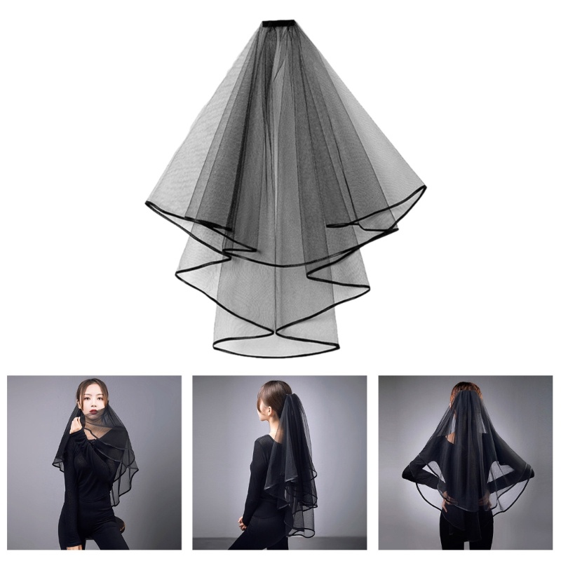 Mya Wedding Layered Veil เจ้าสาว Tulles พร้อม Bowknot Halloween Party Spooky Veil