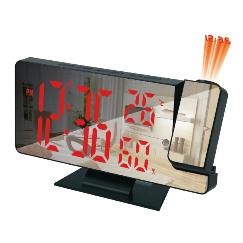 LED Digital Alarm Clock Bedroom Electric Alarm Clock with Projection FM Radio Time Projector Bedroom