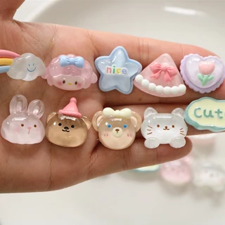 แผ่นเรซิ่นใส รูปหมี ก้อนเมฆ ดาว สําหรับเก็บกล่องน้ํา แก้วน้ํา เคสโทรศัพท์ diy
