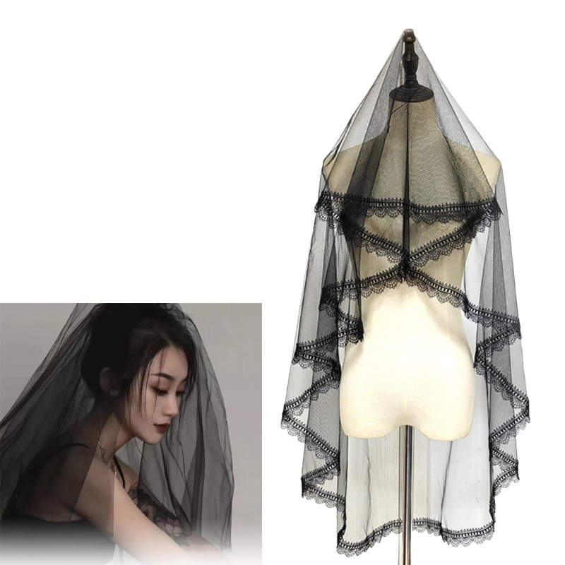 OMG Wedding Veil สําหรับงานแต่งงาน Hen Party เจ้าสาว Veil Hen Party Mantilla Black