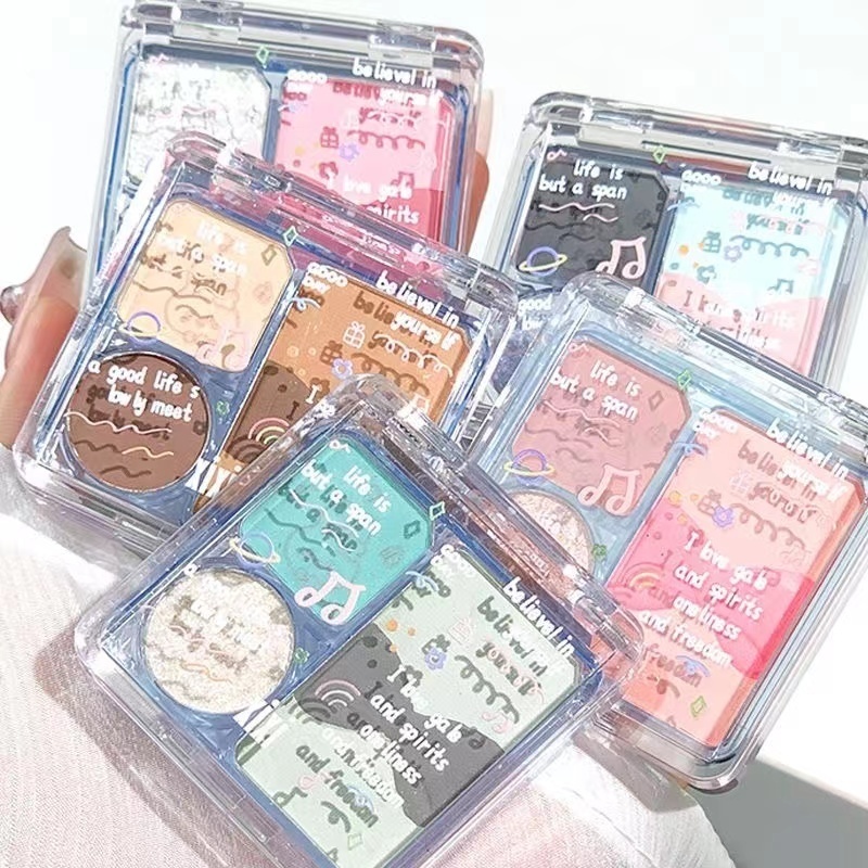 Xixi อายแชโดว์พาเลทชิมเมอร์ เนื้อแมตต์ ประกายมุก สี่สี ติดทนนาน