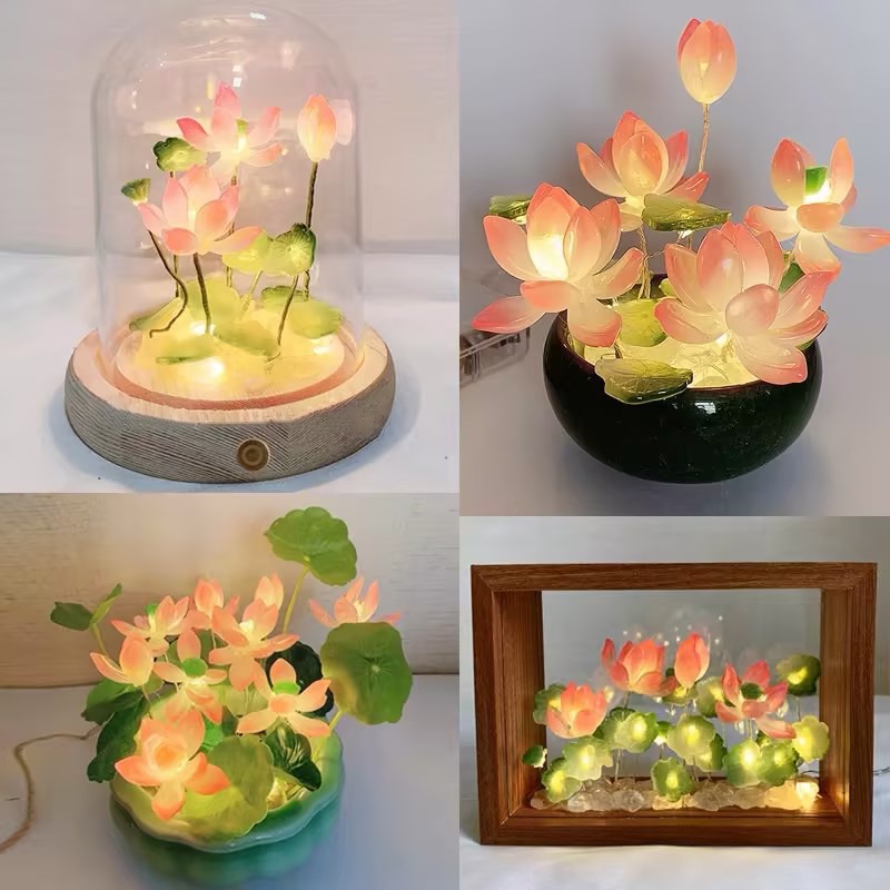โคมไฟกลางคืน รูปดอกบัว โรแมนติก DIY สําหรับตกแต่งบ้าน เพื่อน