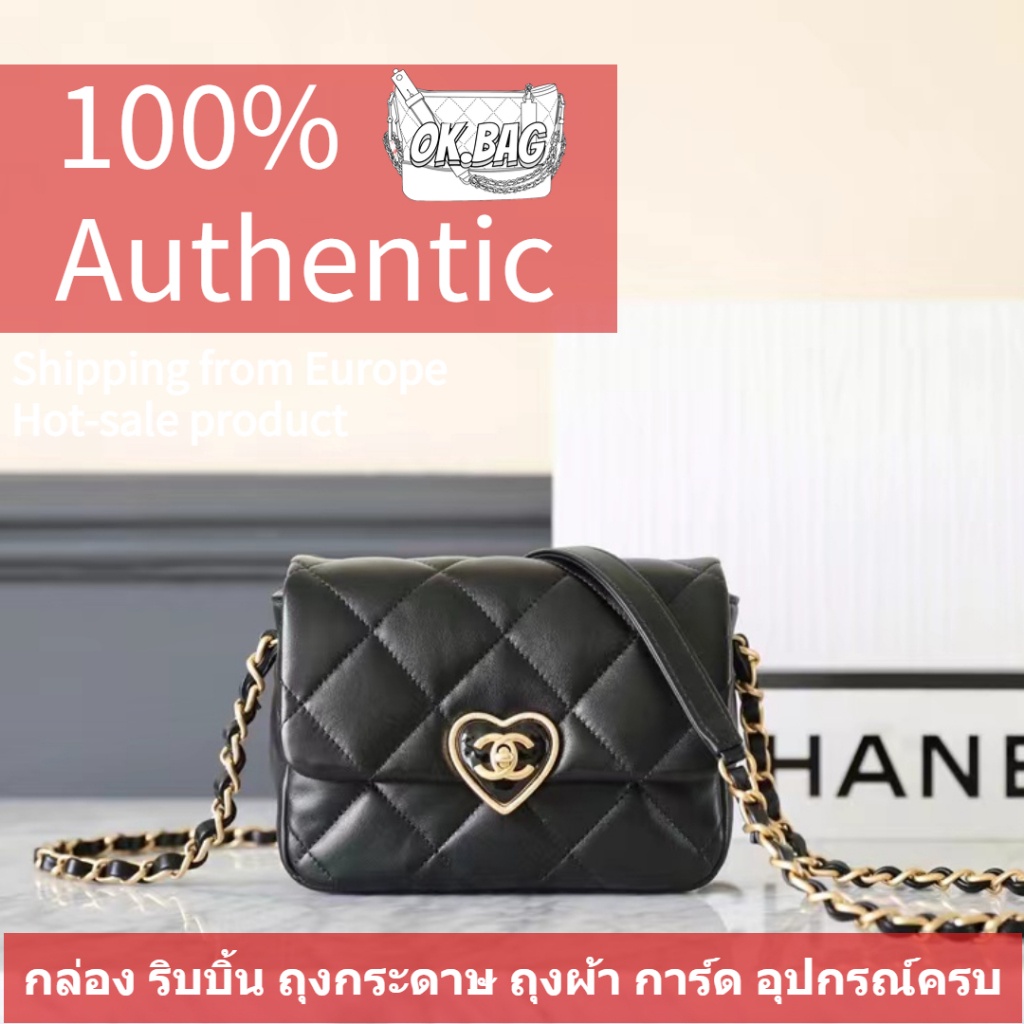 แบรนด์ใหม่และเป็นของแท้/23Sชาแนล CHANEL Lambskin Chain Bag สุภาพสตรี กระเป๋าสะพายไหล่