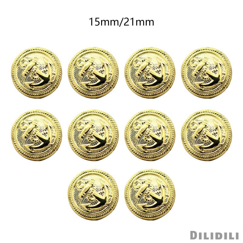 กระดุม ลายสมอเรือ แบบนูน สีทอง สไตล์เรโทร สําหรับเย็บเสื้อผ้า เสื้อแจ็กเก็ต 10 ชิ้น