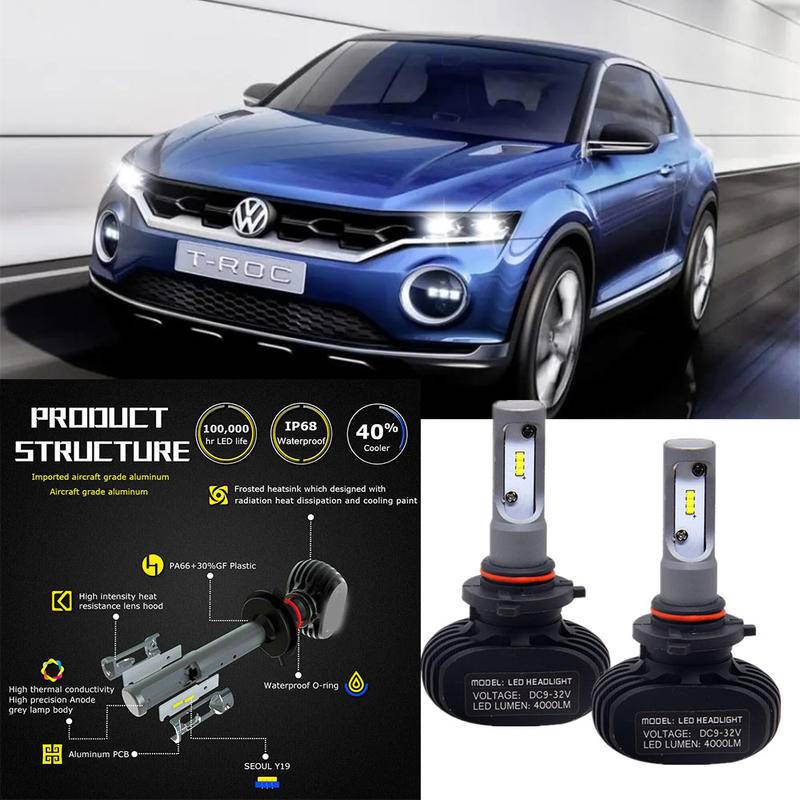 2 ชิ้น LED สีขาว 6000K S1 หลอดไฟ NW ชุดไฟหน้าสําหรับ VW T-ROC Convertible (A27) 2020-2023 (โคมไฟหัว)