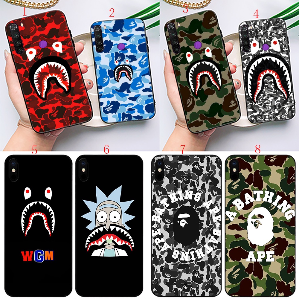 Redmi 9T หมายเหตุ 9T 10S S2 หมายเหตุ 10 อะนิเมะ Bape LOGO เคสโทรศัพท์สีดํานุ่ม