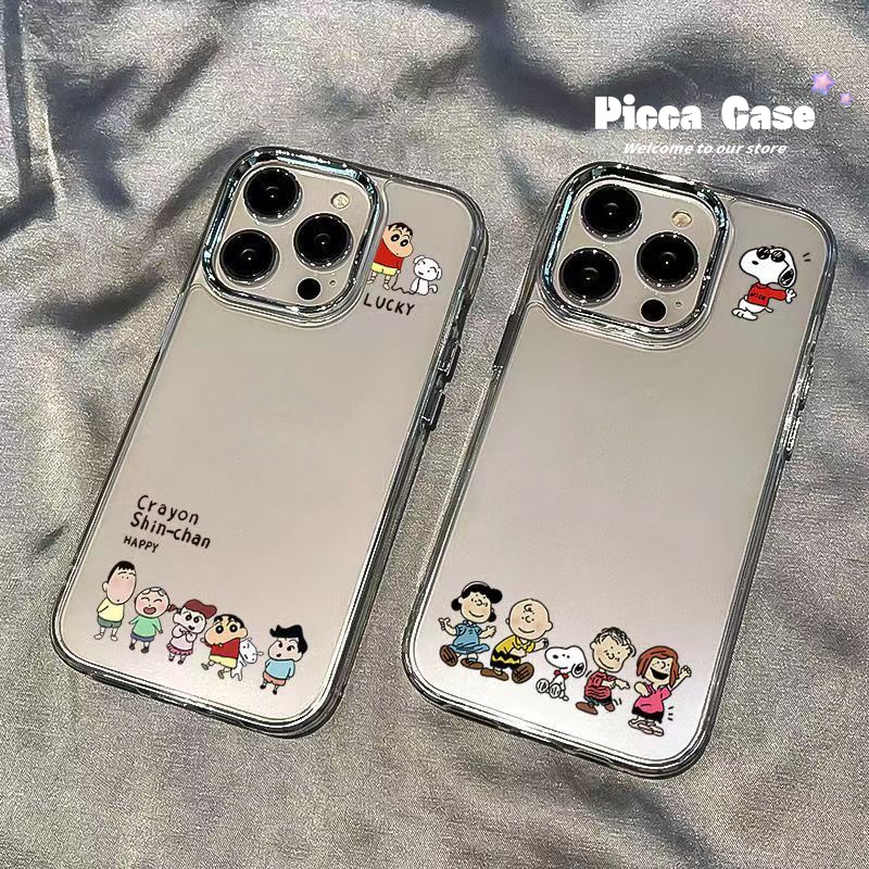เคสโทรศัพท์มือถือคู่รัก แบบนุ่ม ลายการ์ตูนชินจัง สนูปปี้ตลก สําหรับ IPhone 7Plus 11 X 8Plus XS Max XR 13 12 15 14 Pro Max 15 6 7 6S 8 Plus SE 2020