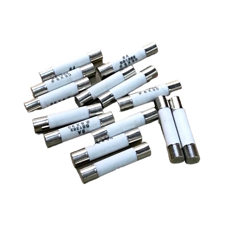 Fuse ฟิวส์(Fuse)เซรามิค 6*30mm(แพ็ค 10ตัว)500V-มี 2a,3a,4a,5a,6a,8a,10a,13a,15a,16a,20a,25a,30a